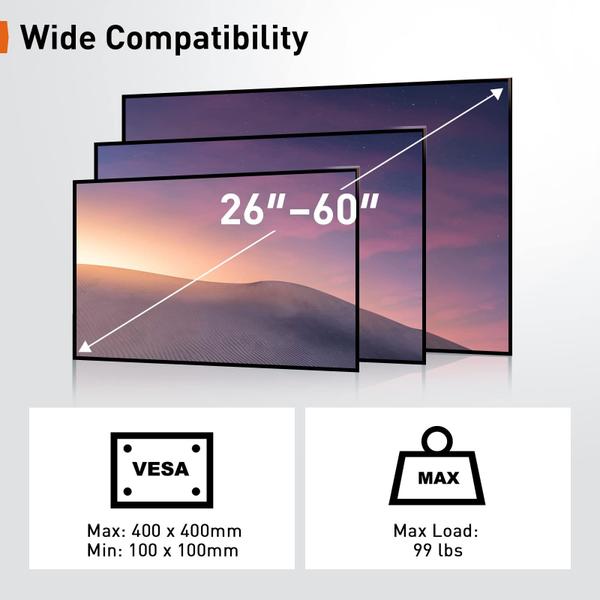 Imagem de Suporte de parede para TV de canto Perlegear para TVs de 26 a 60" de até 45 kg