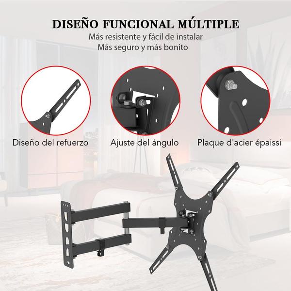 Imagem de Suporte de parede para TV Karl home ajustável giratório 26-55" preto