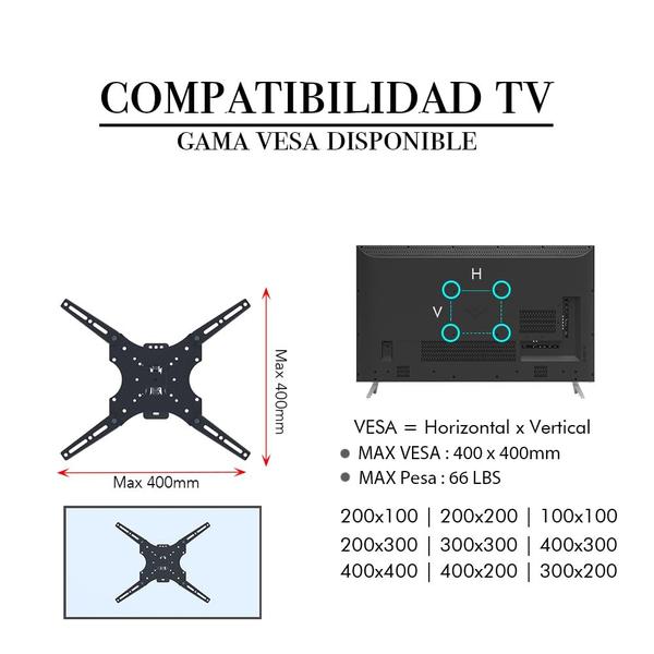 Imagem de Suporte de parede para TV Karl home ajustável giratório 26-55" preto