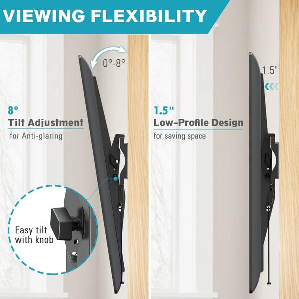 Imagem de Suporte de parede para TV, listado pela UL, inclinação 26-60", 45 kg