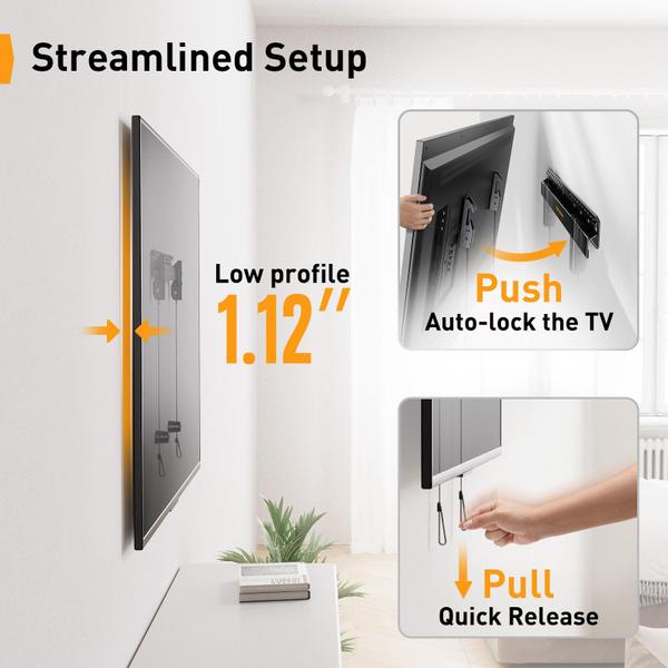 Imagem de Suporte de parede para TV Perlegear Studless para TVs de 24-55" de até 45 kg