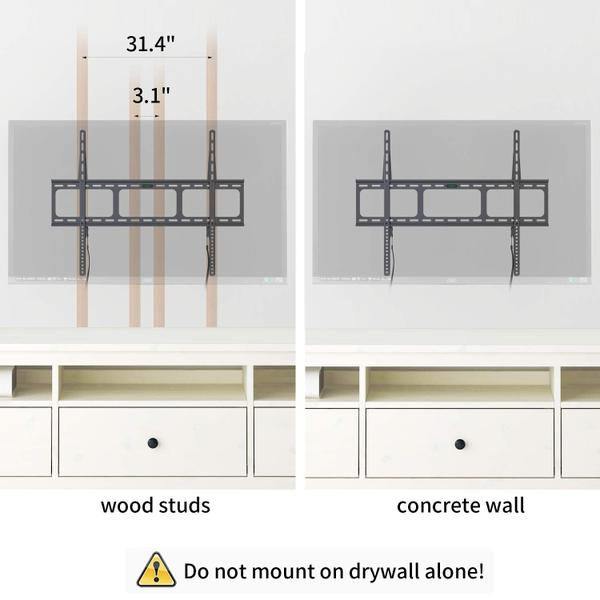 Imagem de Suporte de parede para TV, suportes de gibão fixos, de baixo perfil, 42-100"