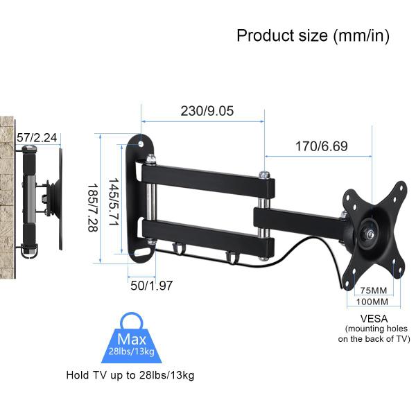 Imagem de Suporte de parede para TV Suptek MA2720 Full Motion 15-32" LED LCD