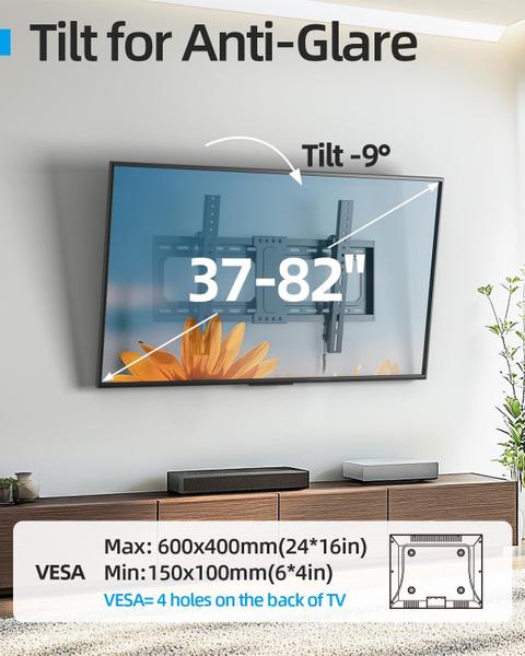 Imagem de Suporte de parede para TV TV de 37-82" com inclinação pesada listada pela UL