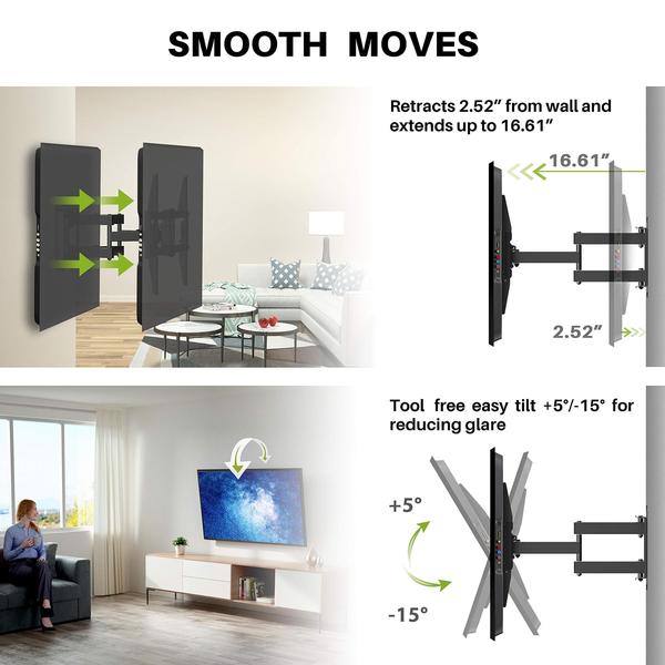 Imagem de Suporte de parede para TV USX MOUNT, listado pela UL, Full Motion, 37-86"