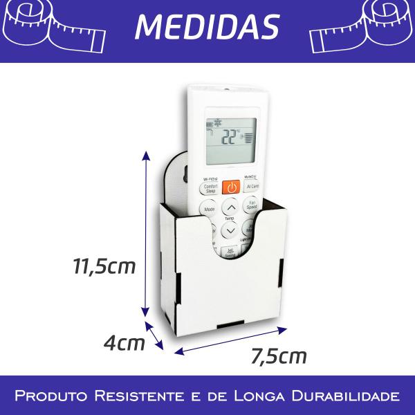 Imagem de Suporte De Parede Porta 1 Controle Remoto Ar Tv Som Mdf Branco