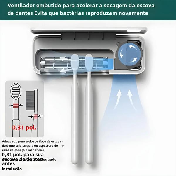 Imagem de Suporte de Parede Recarregável para Esterilizador de Escova de Dentes UV com Display LED