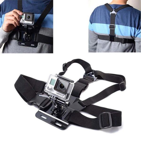 Imagem de Suporte de Peito Peitoral Ajustável P/ Camera Esportiva Eken H9R Sjcam Moto Bike Cinturão Chest Mount Sport