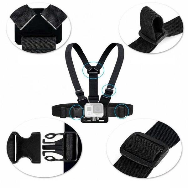 Imagem de Suporte de Peito Peitoral Ajustável P/ Camera Esportiva Eken H9R Sjcam Moto Bike Cinturão Chest Mount Sport