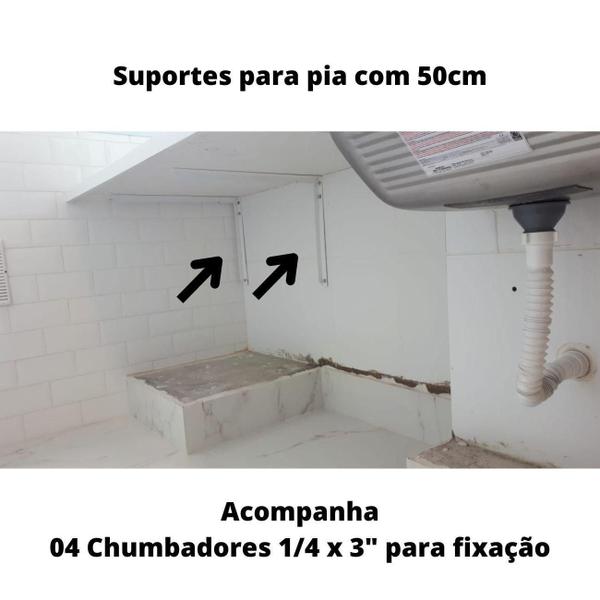 Imagem de Suporte De Pia Ou Prateleira 50Cm Reforçado E 4 Chumbadores