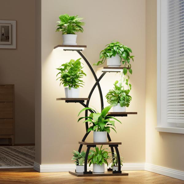 Imagem de Suporte de plantas interno com luzes de cultivo, 6 camadas, prateleira de canto de 36 cm