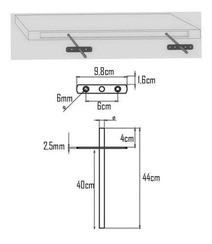 Imagem de Suporte De Prateleira Invisível De Embutir Para Prateleira 25 cm