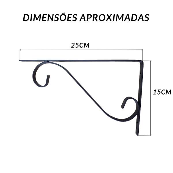 Imagem de Suporte de Prateleira Mão Francesa Colonial 25 cm Preta