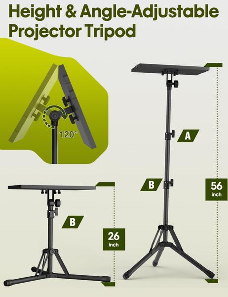 Suporte de projetor, tripé ORWOD, altura ajustável de 66 a 142 cm Imagem de Suporte de projetor, tripé ORWOD, altura ajustável de 66 a 142 cm