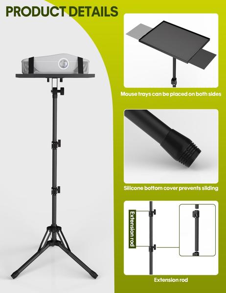 Suporte de projetor, tripé ORWOD, altura ajustável de 66 a 142 cm Imagem de Suporte de projetor, tripé ORWOD, altura ajustável de 66 a 142 cm