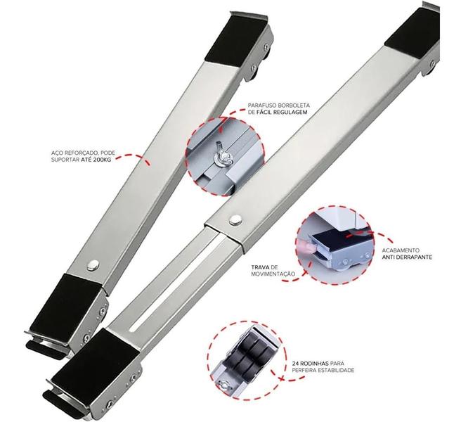 Suporte de Rodinhas Ajustável - 200kg - Shopbr Imagem de Suporte de Rodinhas Ajustável - 200kg