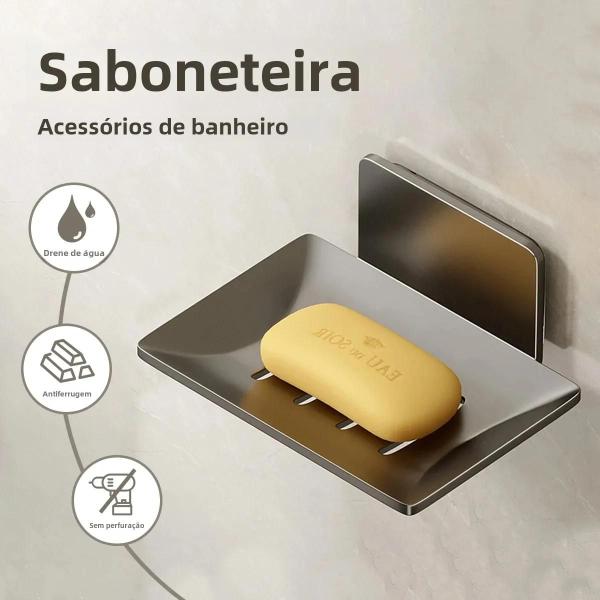 Suporte de Sabonete de Parede em Liga de Alumínio com Drenagem Imagem de Suporte de Sabonete de Parede em Liga de Alumínio com Drenagem