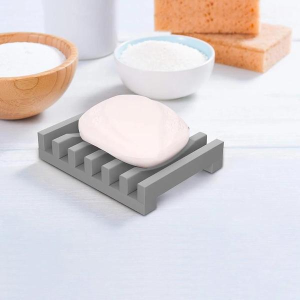 Imagem de Suporte de Sabonete de Silicone Flexível com Design Oco - Para Banheiro e Cozinha