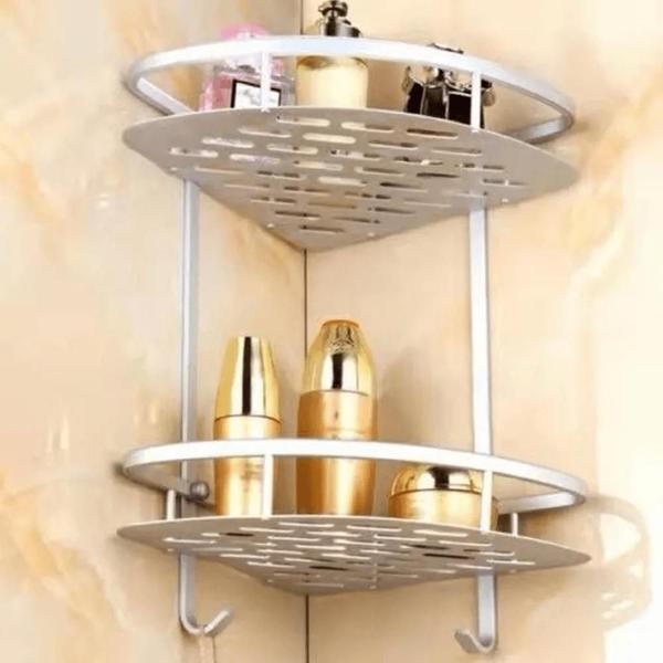 Imagem de Suporte De Shampoo Aluminio Rack Banheiro Prateleiras Parede