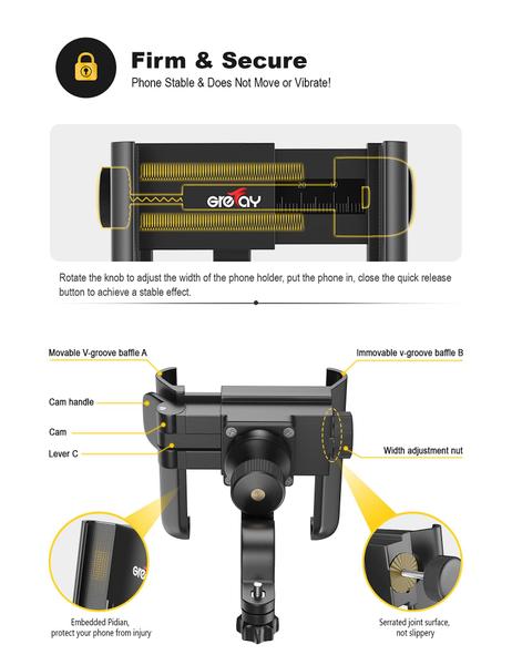 Imagem de Suporte de telefone para bicicleta, guidão universal para motocicleta Grefay