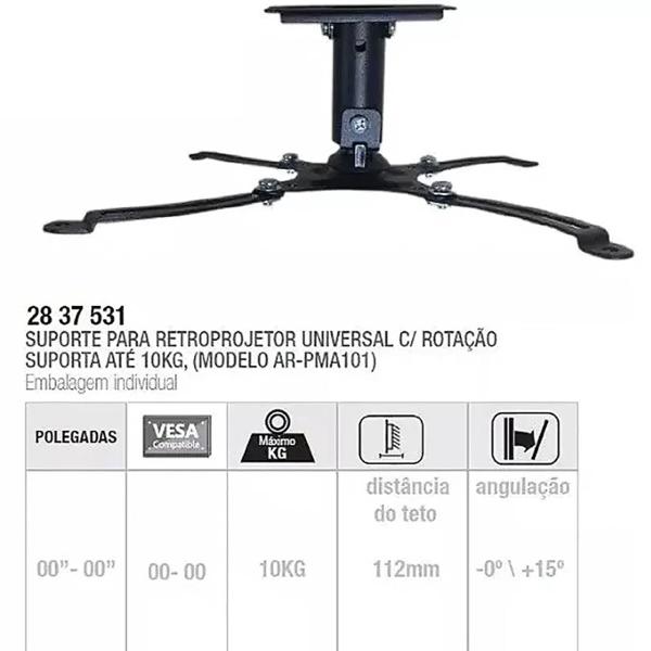 Imagem de Suporte de teto mxt para projetor ar-pma101 -