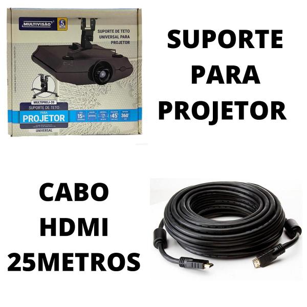 Imagem de Suporte de Teto P/ Projetor - Multiproj-20 Com Cabo HDMI 25m - 25 Metros