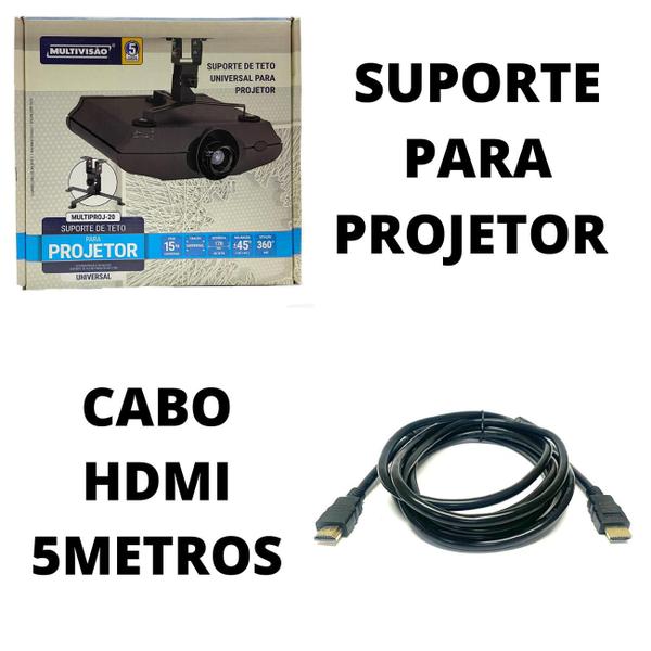 Imagem de Suporte de Teto P/ Projetor - Multiproj-20 Com Cabo HDMI 5m - 5 metros