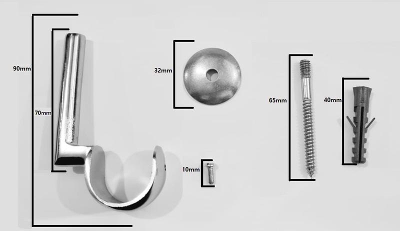 Imagem de Suporte De Teto Para Varão 28mm 1 Furo Cromado Alongado