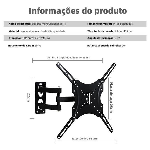 Imagem de Suporte de Tv Articulado 14'' A 55'' Suporte de Tv Articulado Universal