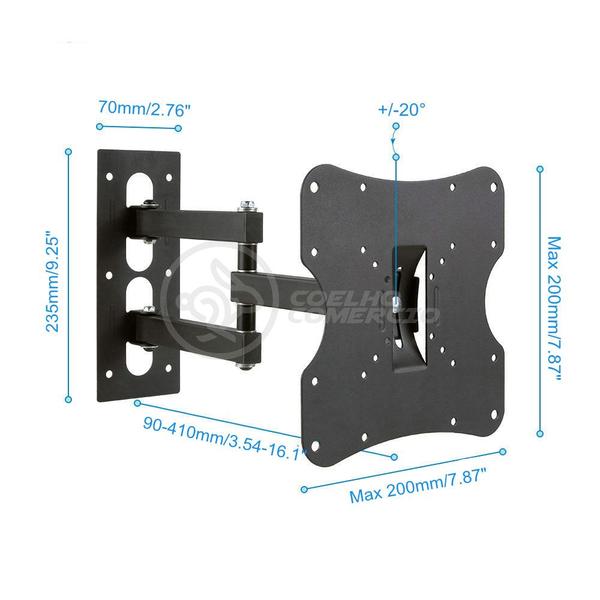 Imagem de Suporte de TV Articulado para Painel e Parede LED LCD Plasma Oled 3D de 14" à 42" Polegadas 302W