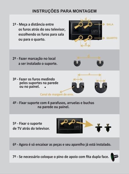 Imagem de Suporte de TV Fixo Parede 10 A 80 Polegadas