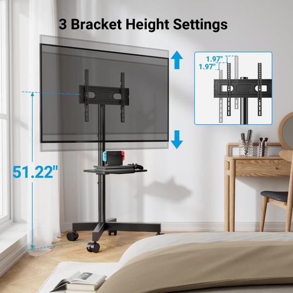 Imagem de Suporte de TV PERLESMITH Mobile para TVs LCD de LED planas/curvas de 23 a 60 polegadas