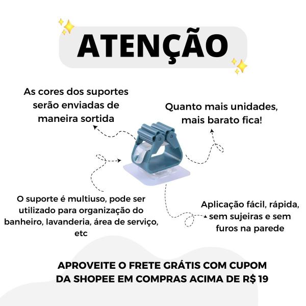 Suporte De Vassoura Pá Mop Organizador De Parede Pendurar 1 Gancho Adesivo - Escolha Seu Kit Imagem de Suporte De Vassoura Pá Mop Organizador De Parede Pendurar 1 Gancho Adesivo - Escolha Seu Kit