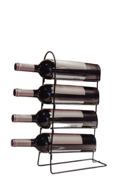 Suporte de Vinho Adega de Mesa Vertical Porta 4 Garrafas Preta - Plana Store Imagem de Suporte de Vinho Adega de Mesa Vertical Porta 4 Garrafas Preta