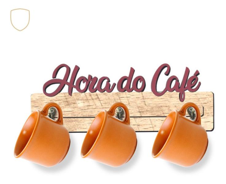 Imagem de Suporte De Xícaras De Parede Hora Do Café Para 3 Xícaras