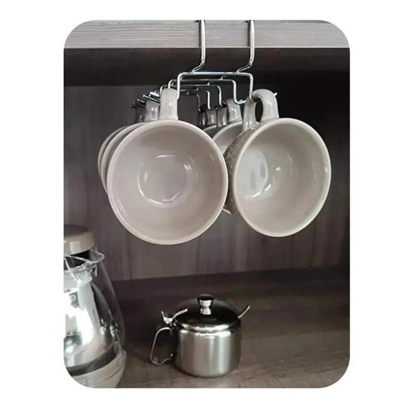 Imagem de Suporte de Xícaras Prata  Perfeito para Organização e Decoração da Cozinha