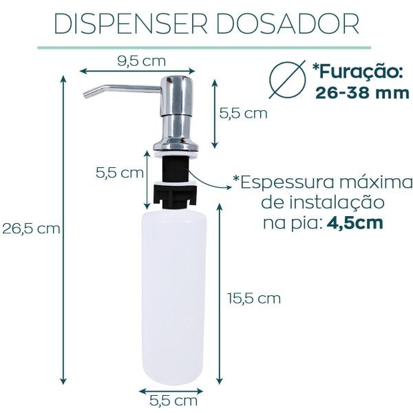 Imagem de Suporte Detergente Cromado Inox Cozinha Embutido 350Ml Cuba