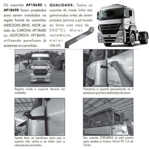 Imagem de Suporte Dianteiro Frontal Antena Px Mb Mercedes Benz Axor Lado Motorista