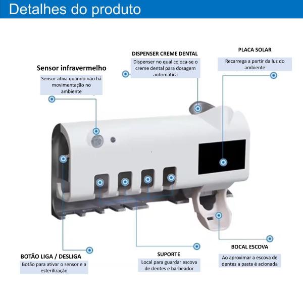 Imagem de Suporte Dispenser Escova De Dente Com Esterelização Uv