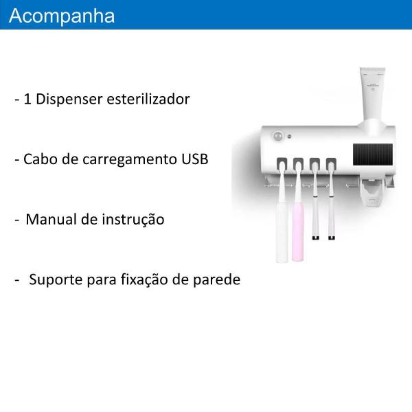 Imagem de Suporte Dispenser Escova De Dente Com Esterelização Uv