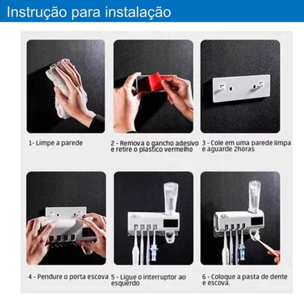 Imagem de Suporte Dispenser Escova De Dente Com Esterelização Uv