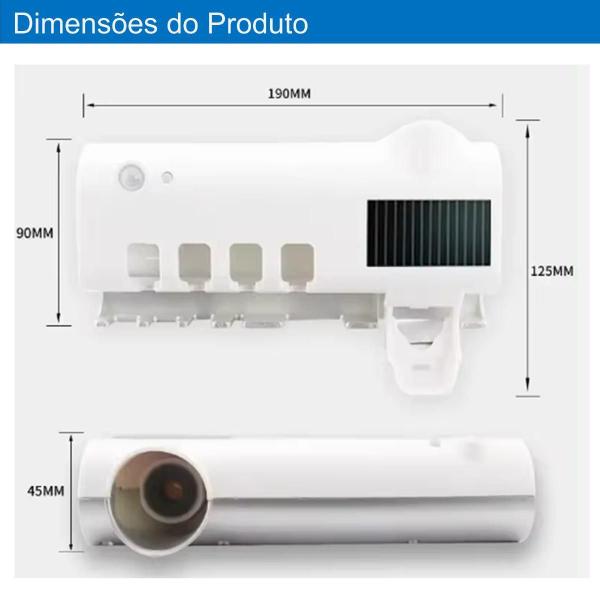 Imagem de Suporte Dispenser Escova De Dente Com Esterelização Uv