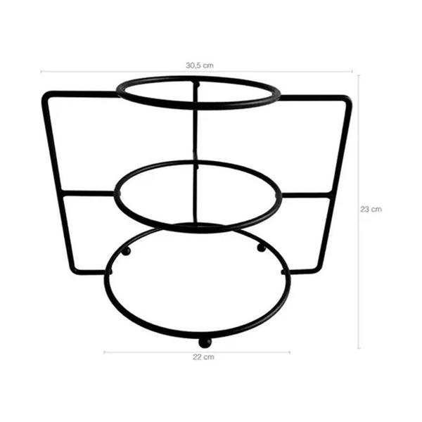 Imagem de Suporte Divisor Organizador De Pratos 3 Andares Luxo Preto 194