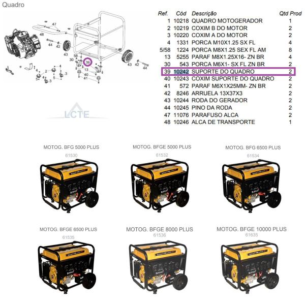 Imagem de Suporte do Quadro P/ Motogerador BFGE 10000 Plus Buffalo