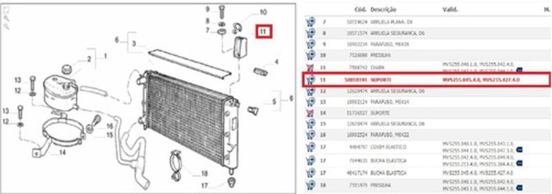 Imagem de Suporte Do Radiador Fiat Uno Mille 1985/2013 Fiat Original