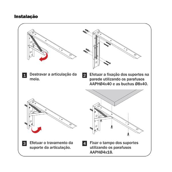 Imagem de Suporte dobrável 400mm branco hardt