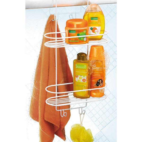 Imagem de Suporte Duplo Box Emborrachado Porta Shampoo e Toalha Branco
