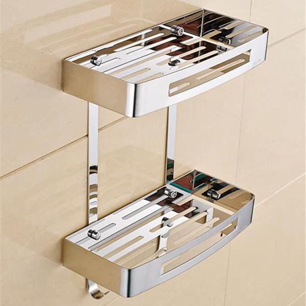 Suporte Duplo Inox Porta Shampoo Banheiro Box Gancho Prateleira Utensilios Organizaçao Casa Lavanderia Cozinha Resistente Multiuso - Ab.MIDIA Imagem de Suporte Duplo Inox Porta Shampoo Banheiro Box Gancho Prateleira Utensilios Organizaçao Casa Lavanderia Cozinha Resistente Multiuso