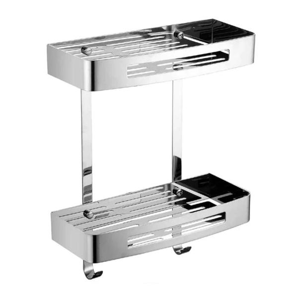 Suporte Duplo Inox Porta Shampoo Banheiro Box Gancho Prateleira Utensilios Organizaçao Casa Lavanderia Cozinha Resistente Multiuso - Ab.MIDIA Imagem de Suporte Duplo Inox Porta Shampoo Banheiro Box Gancho Prateleira Utensilios Organizaçao Casa Lavanderia Cozinha Resistente Multiuso