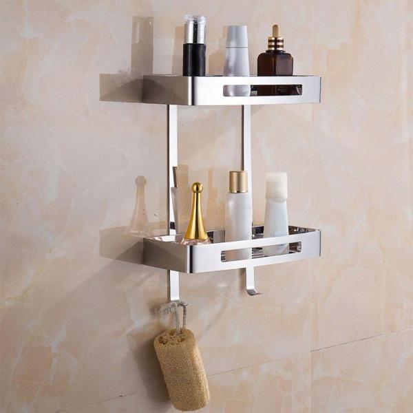 Suporte Duplo Inox Porta Shampoo Banheiro Box Gancho Prateleira Utensilios Organizaçao Casa Lavanderia Cozinha Resistente Multiuso - Ab.MIDIA Imagem de Suporte Duplo Inox Porta Shampoo Banheiro Box Gancho Prateleira Utensilios Organizaçao Casa Lavanderia Cozinha Resistente Multiuso
